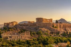acropolis of athens at golden hour