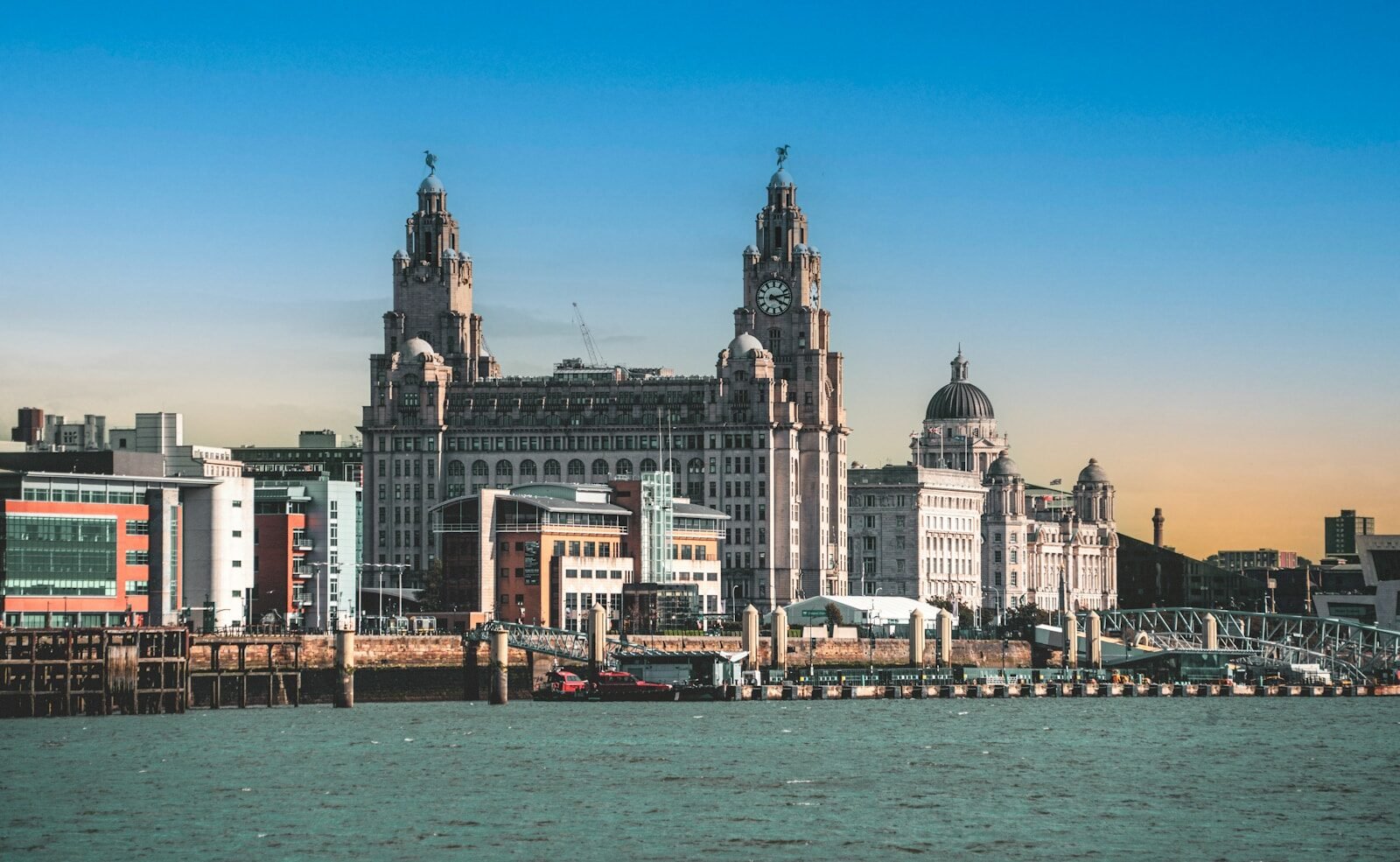 A view of a city from the water